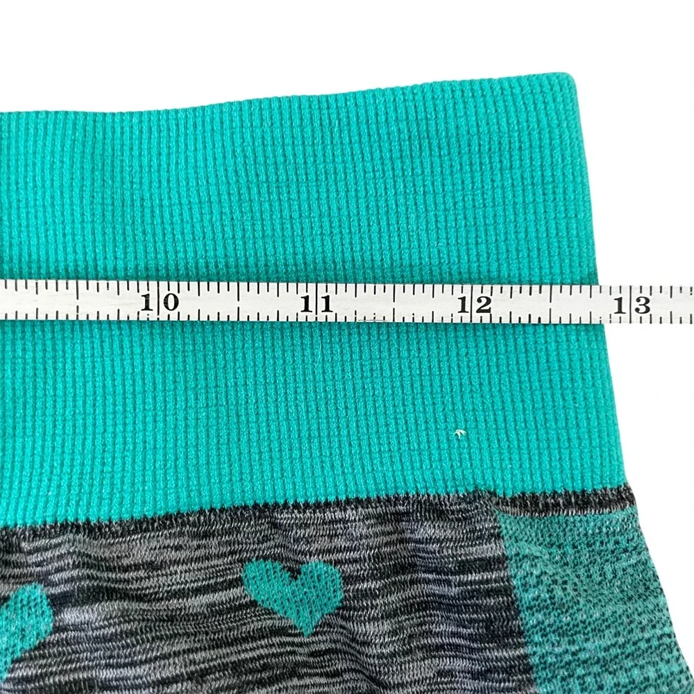 Activ Pro Leggings L/XL Space Dye‎ HEARTS Turquoise Gray Love Activewear Workout